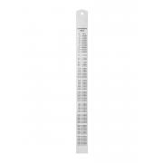 Ruler with metric conversion table